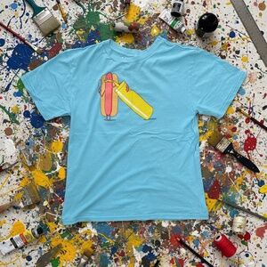 Brock Davis “Mustardstache” Graphic Tee Aqua Relaxed